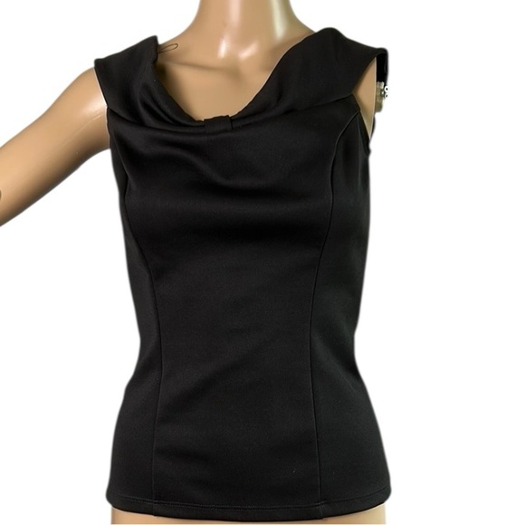 Le Chateau black top, sleeveless,keyhole,boatneck,overlay,office,event.summer,🇨🇦 - Picture 1 of 11